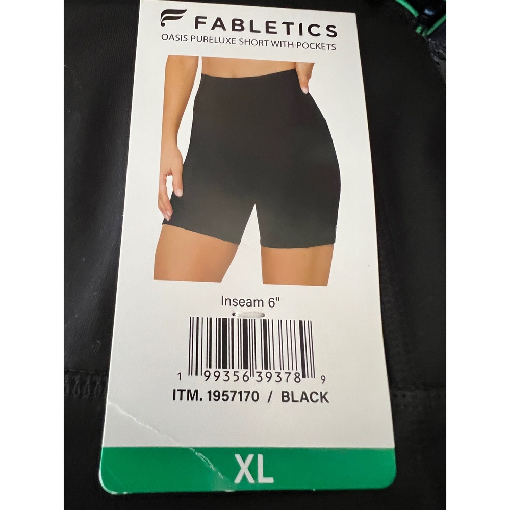 Fabletics Oasis PureLuxe High Waisted 6" Inseam Biker Shorts w/ Pockets Black XL - Picture 5 of 5